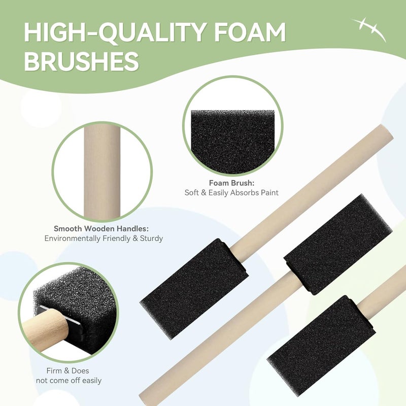 DMSVK 20 Pcs Foam Paint Brushes, 1'' Sponge Paint Brush, Foam Brushes for Painting, Craft, Staining, Varnish, Touch Up - Image 3